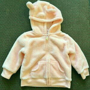 Girls Size 6 Months Light Pink Bear Ear Hoodie Front Zip and Pockets Carter's